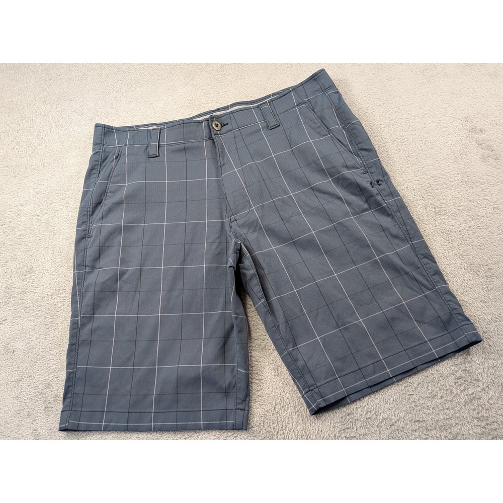Under Armour Mens HeatGear Golf Shorts Plaid Blue Gray 36 Loose Fit 1317954 001
